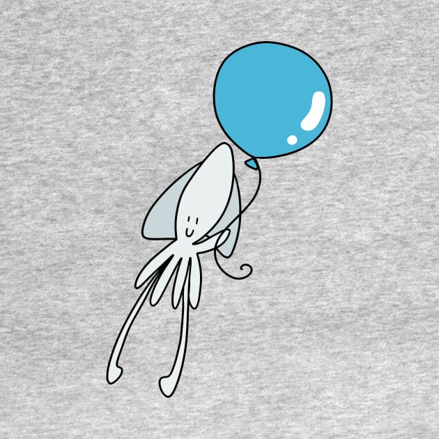 White Squid Blue Balloon by saradaboru